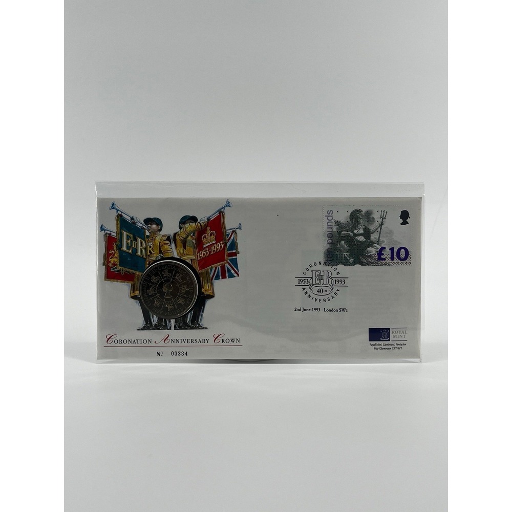 Great Britain First Day Cover & 5 Pounds 1993 Coronation QEII 40th - Q6